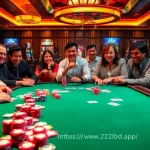 Experience the thrill of winning at https://www.222bd.app/ with colorful poker chips and players at a lively casino table.